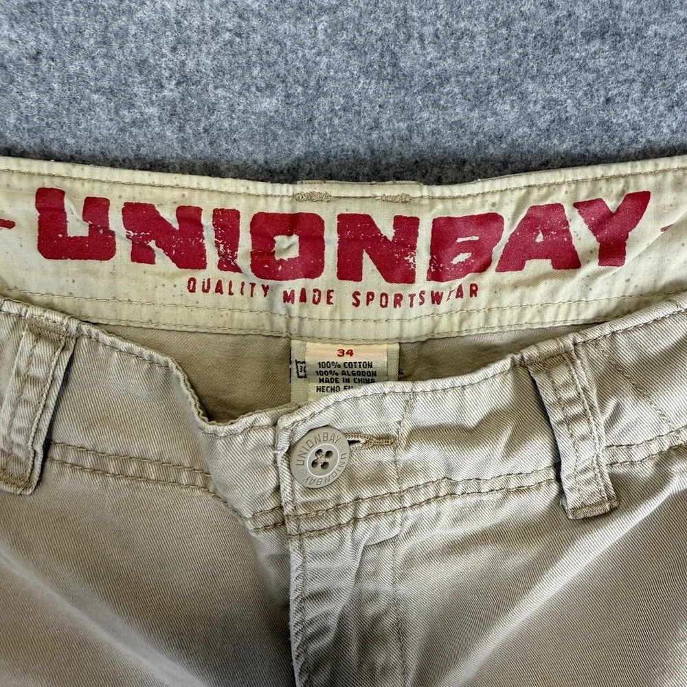UNIONBAY Men's Cargo Shorts Size 34 Khaki Tan Cordova Cotton Twill Casual Hiking